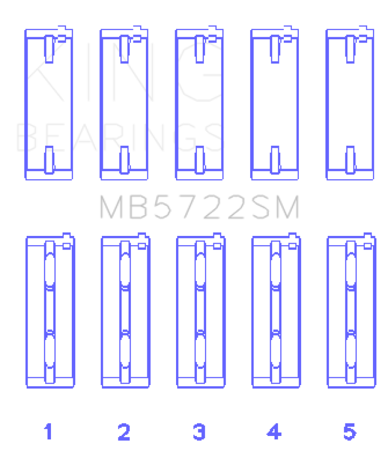 King Mitsubishi 2007+ 4B11T Turbo EVO X (Size +0.25mm) Crankshaft Main Bearing Set - MB5722SM0.25
