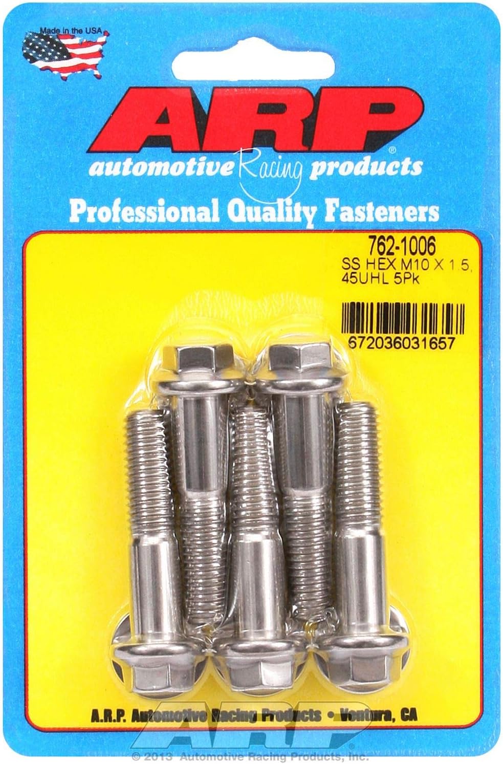 ARP M10 x 1.50 x 45 Hex SS Bolts (5/pkg) - 762-1006