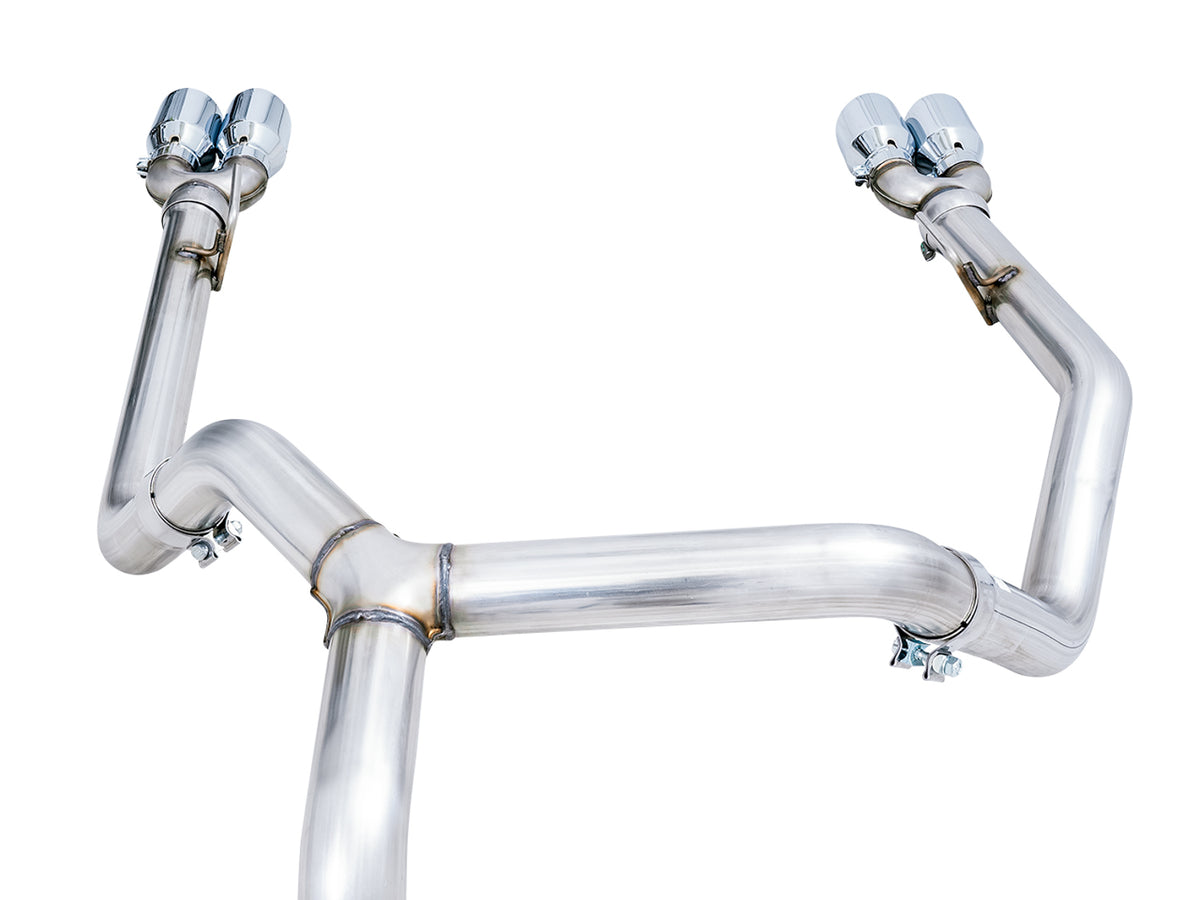 AWE Tuning 4th Gen GM 1500 5.3L 0FG Catback Split Rear Exit (w/ Bumper Cutouts) - Quad Chrome Tips - 3015-42201