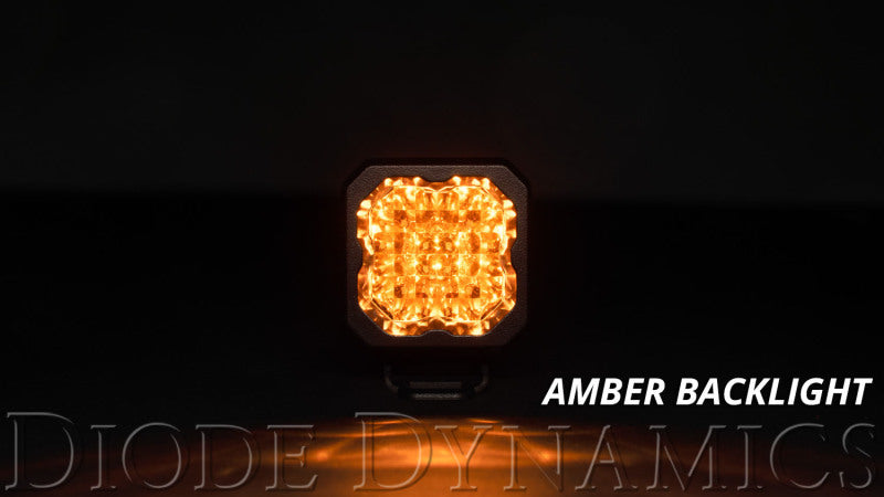 Diode Dynamics Stage Series C1 LED Pod Sport - Yellow Flood Flush ABL Each - DD6473S