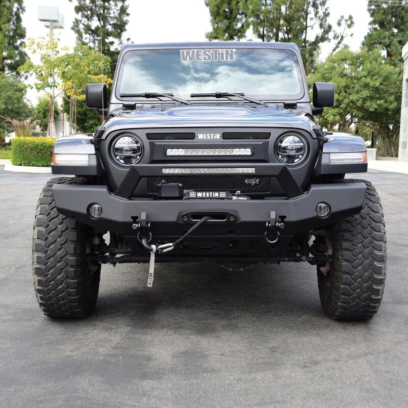 Westin 18-20 Jeep Wrangler WJ2 Full Width Front Bumper w/LED Light Bar Mount Textured Black - 59-80125