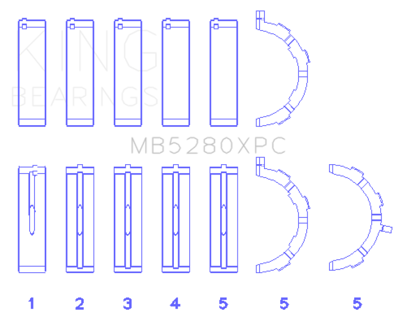 King Ford 4.6L/5.4L V8 SOHC (Size STD) Performance Coated Main Bearing Set - MB5280XPC
