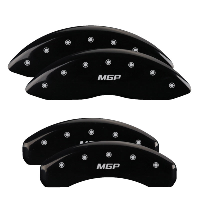 MGP 4 Caliper Covers Engraved Front &amp; Rear MGP Black Finish Silver Characters 2018 Tesla S - 56003SMGPBK