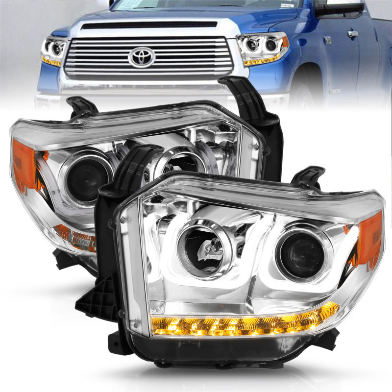 ANZO 2014-2015 Toyota Tundra Projector Headlights w/ U-Bar Chrome w/ DRL - 111327