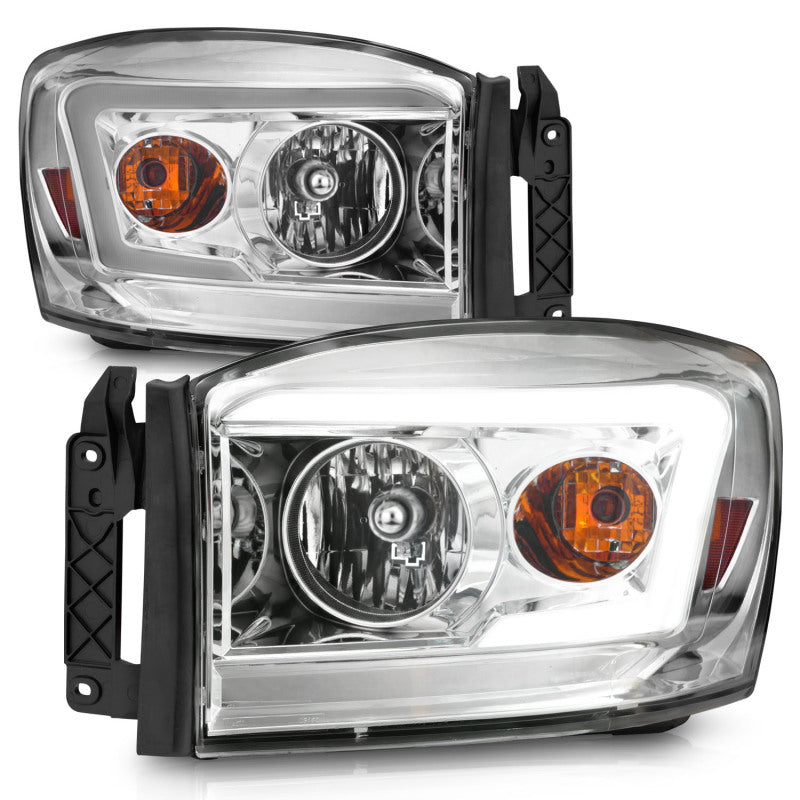 Anzo 06-09 Dodge RAM 1500/2500/3500 Headlights Chrome Housing/Clear Lens (w/ Light Bars) - 111525