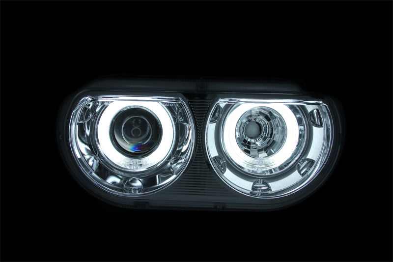 ANZO 2008-2014 Dodge Challenger Projector Headlights w/ Halo Chrome (CCFL) - 121307