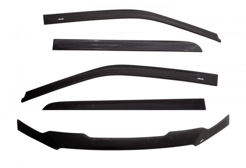 AVS 15-18 Chevy Silverado 2500 Crew Cab Ventvisor &amp; Aeroskin Deflector Combo Kit - Matte Black - 56033087