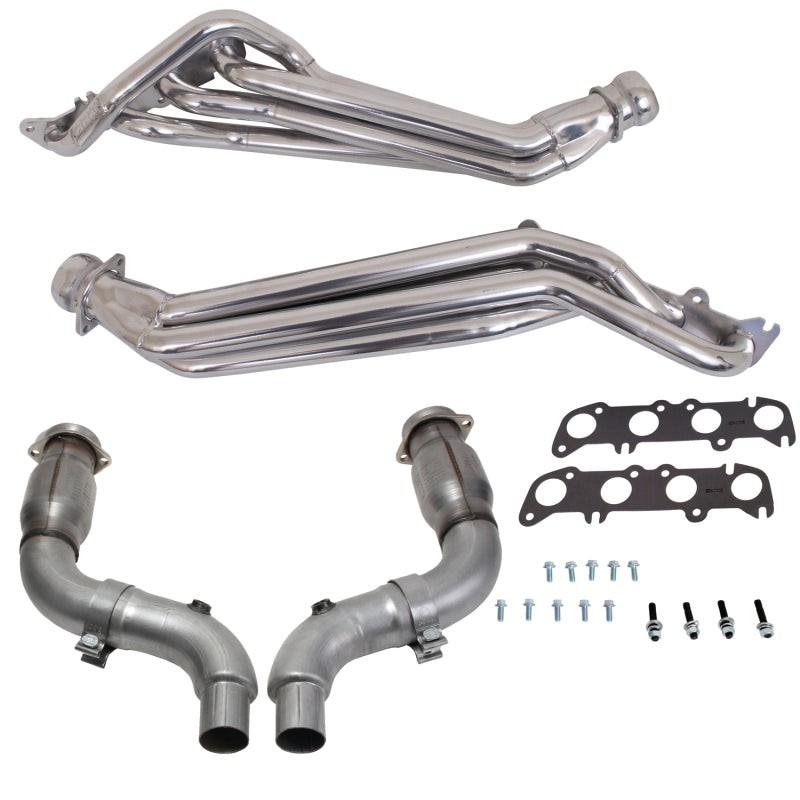 BBK 15-23 Ford Mustang GT 1-3/4 Long Tube Headers w/High Flow Catted Mid Pipe (Silver Ceramic) - 16336