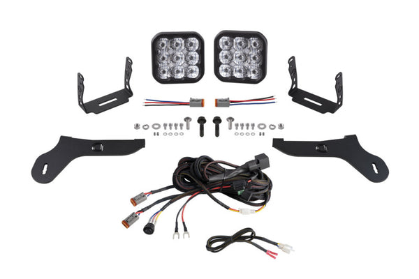 Diode Dynamics 17-20 Ford Raptor SS5 Bumper LED Pod Light Kit Sport - White Driving - DD7346 for 2017-2020 Ford F 150 - front