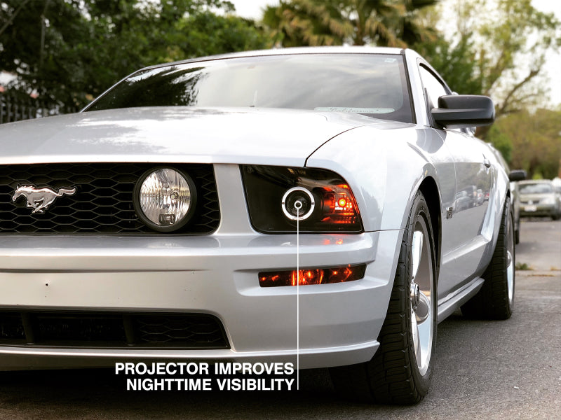 Raxiom 05-09 Ford Mustang Halogen 2010 Style LED Halo Headlights-Blk Hsng(Clear Lens/Excludes GT500) - 101682