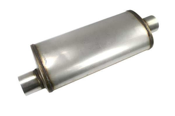 JBA Universal Chambered Style 304SS Muffler 18x8x5 3in Inlet Diameter Offset/Center - 40-301800 by JBA - front view