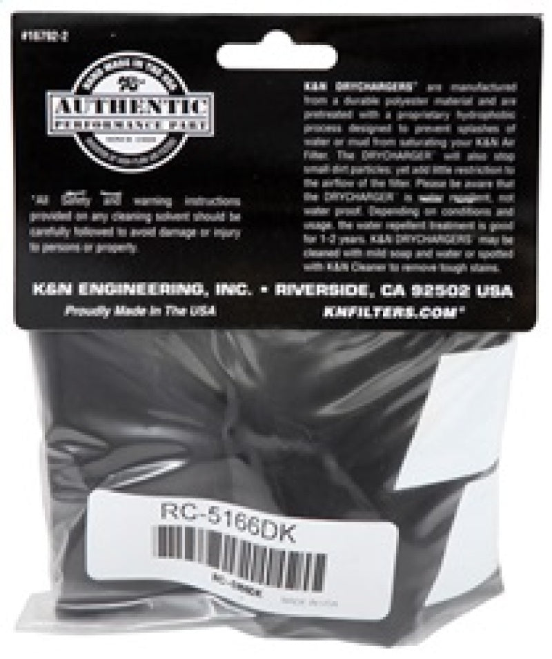 K&amp;N Round Tapered Drycharger Air Filter Wrap 8in B ID x 6.625in T ID x 10.5in H - RC-5166DK