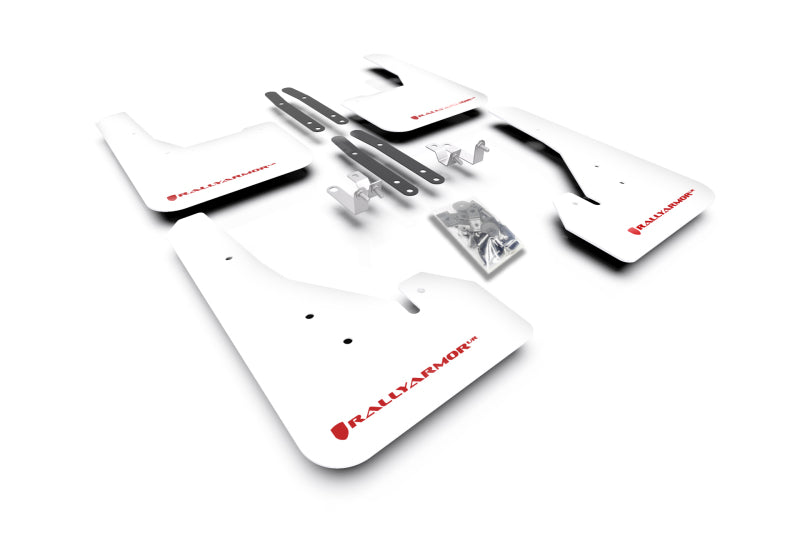 Rally Armor 18-24 Toyota Corolla Hatchback White UR Mud Flap Red Logo - MF67-UR-WH/RD
