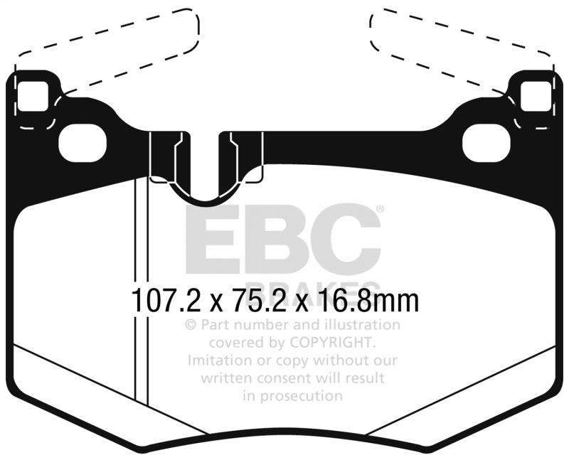 EBC 2016+ Lexus GS-F 5.0L Redstuff Rear Brake Pads - DP32261C for 2015-2023 Lexus RC - front view