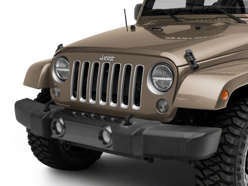 Raxiom 97-18 Jeep Wrangler TJ &amp; JK Axial 7-In LED Headlights w/ DRL - Blk Housing (Clear Lens) - J143372