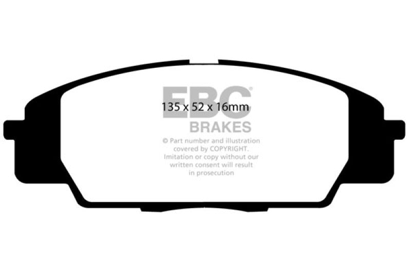 EBC 07-11 Acura CSX (Canada) 2.0 Type S Ultimax2 Front Brake Pads - UD829 for 2000-2009 Honda S2000 - close-up