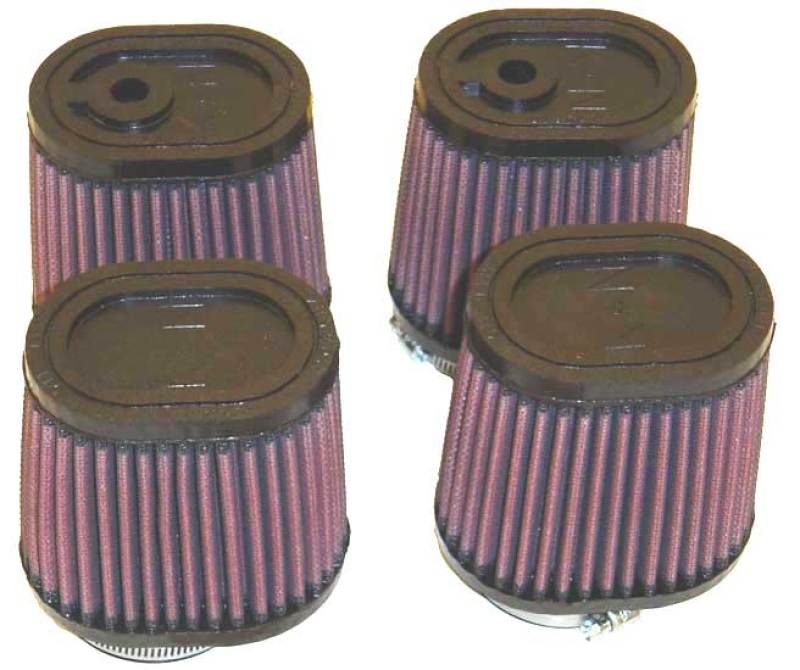 K&amp;N Universal Rubber Oval Tprd Filter 2.125in Flg ID/3.5in TOSL/2.5in TOSW/4in BOSL/3in BOSW/4in H - RU-2989