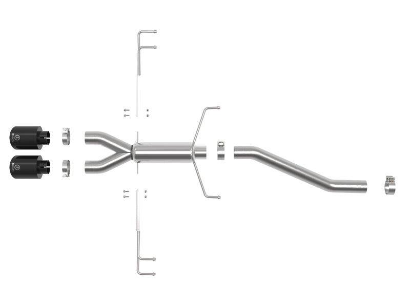 aFe Takeda 2.5in 304SS Axle-Back Exhaust System 17-19 Honda Civic Type R L4-2.0L (t) - Black Tip - 49-36626-B