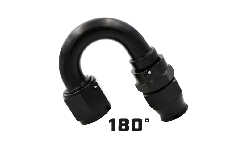 Aeromotive PTFE Hose End - AN-08 - 180 Deg - Black Anodized - 15363