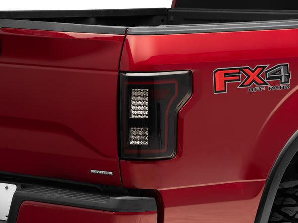 Raxiom 15-17 Ford F-150 w/Non-BLIS LED Tail Lights Sequential Turn Signals- Blk Hsng (Smoked Lens) - T544626 for 2015-2017 Fo