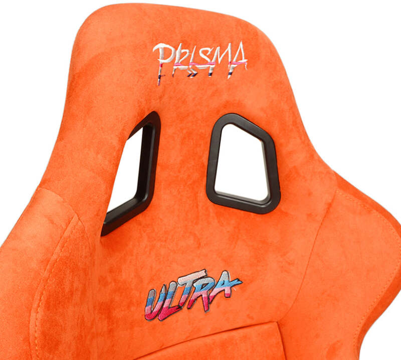 NRG FRP Bucket Seat ULTRA Edition W/ Grey Pearlized Back / Orange Microfiber Material - Large - FRP-302OR-ULTRA - close-up view 2