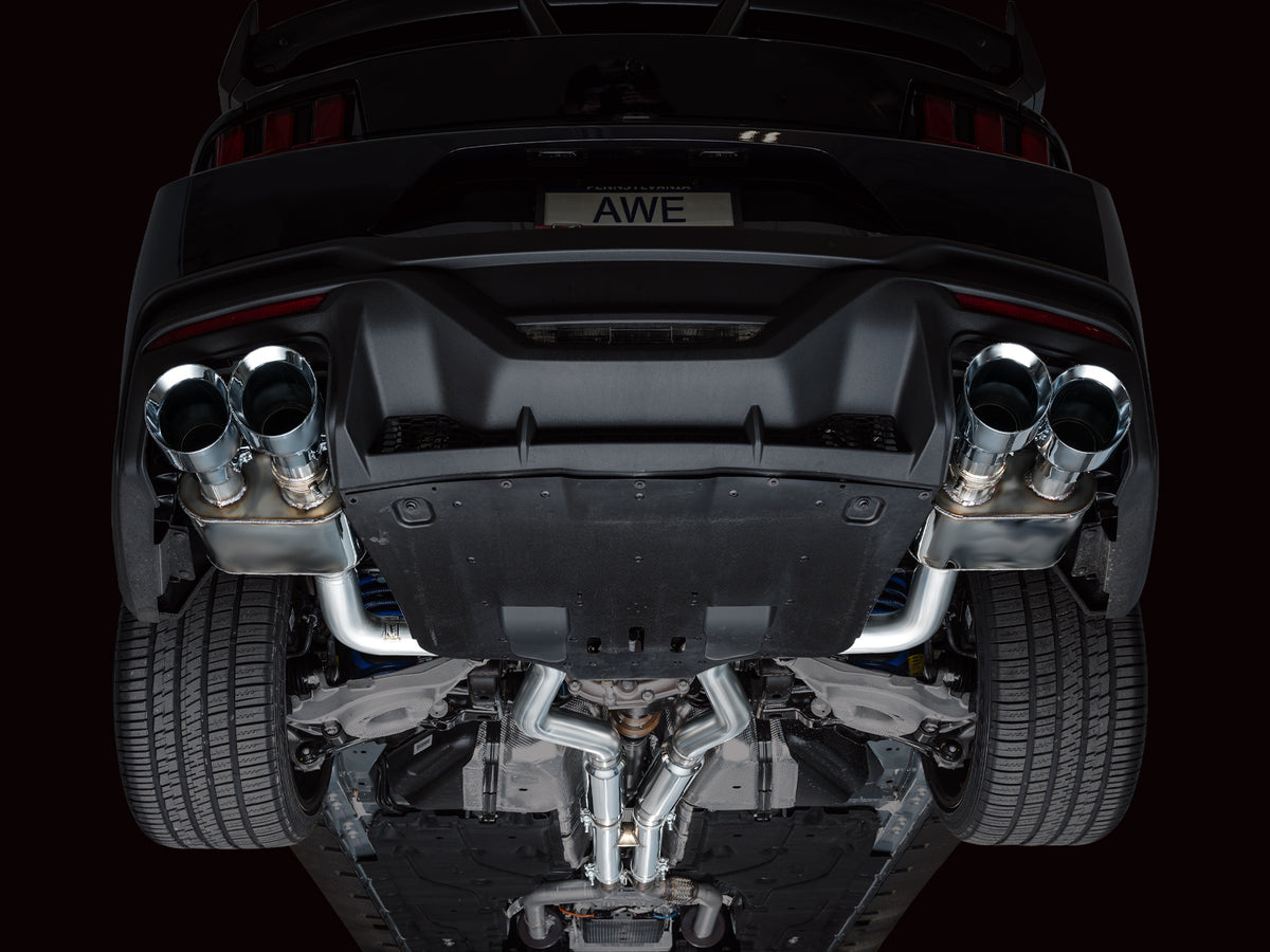 AWE 2024 Ford Mustang Dark Horse S650 RWD SwitchPath Catback Exhaust w/ Quad Chrome Silver Tips - 3025-42375