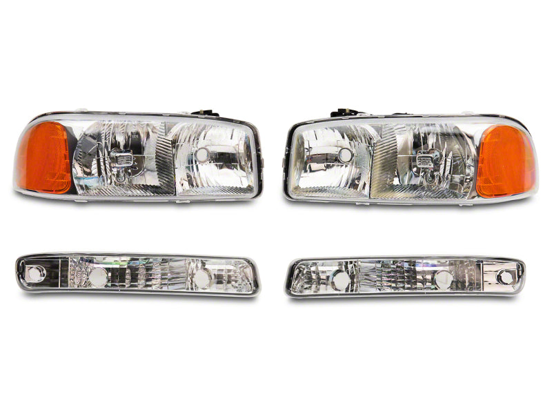 Raxiom 99-06 GMC Sierra 1500 Axial Series OEM Crystal Rep Headlights- Chrome Housing (Clear Lens) - S518303