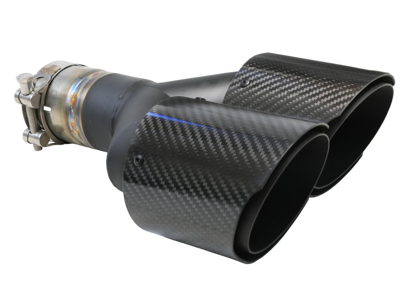 aFe Takeda 2.5in 304 Stainless Steel Clamp-on Exhaust Tip Passenger Side 2.5in Inlet 4inDual-Carbon - 49T25480-C121