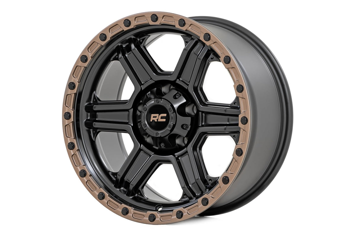 Rough Country 79 Series Wheel/One-Piece/Semi Gloss Black w/Bronze Ring/18x9/5x5/0mm - 79180918