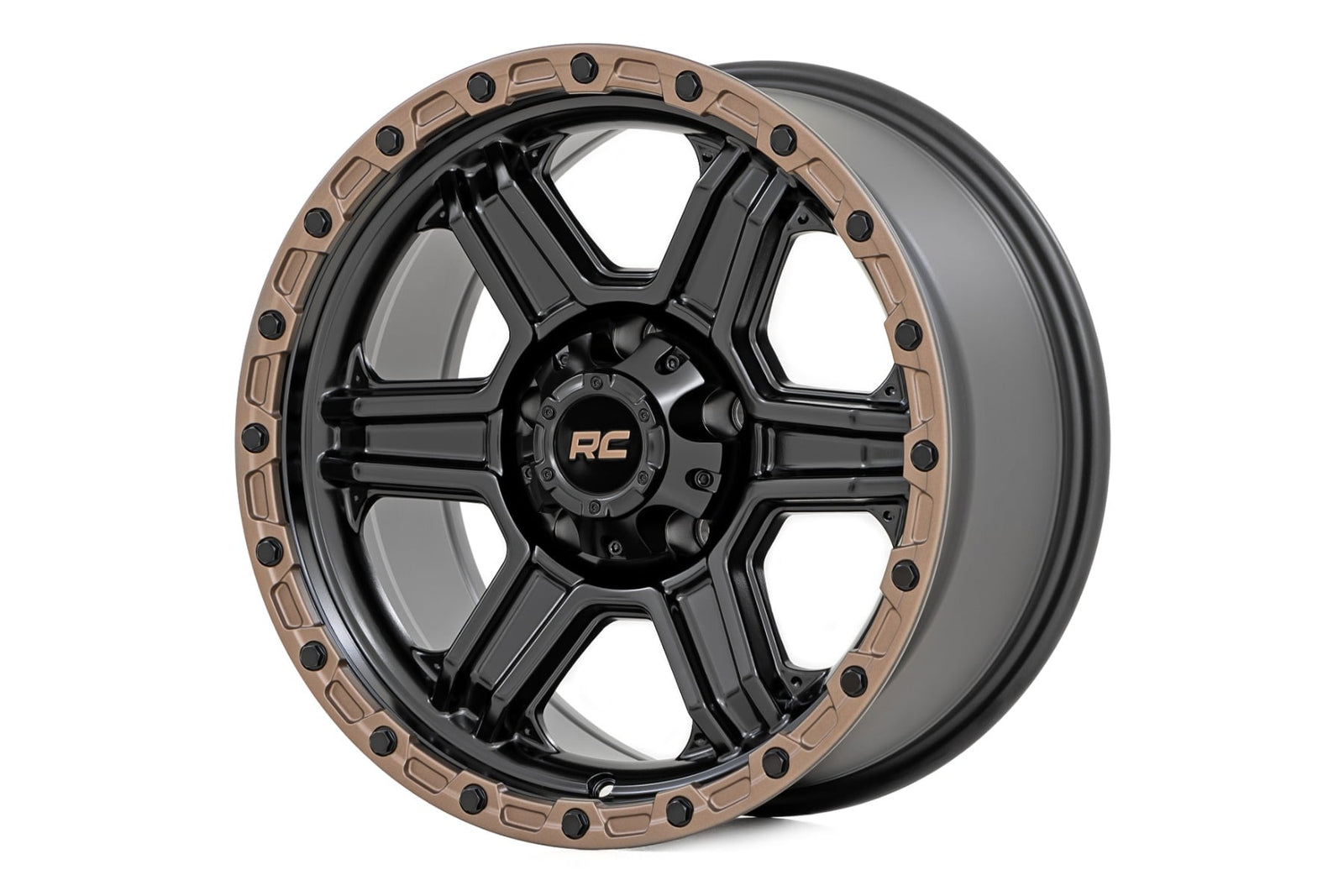 Rough Country - Rough Country 79 Series Wheel - One-Piece - Semi Gloss Black w/Bronze Ring - 18x9 - 6x135 - -12mm
