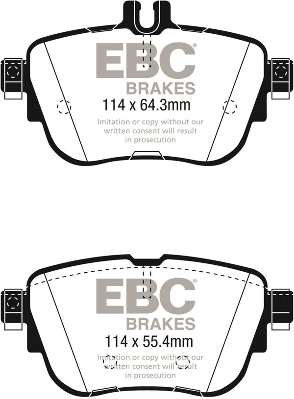 EBC 2017+ Mercedes-Benz E300 (W213) Yellowstuff Rear Brake Pads - DP42297R for 2017-2023 Mercedes Benz E Class - front view