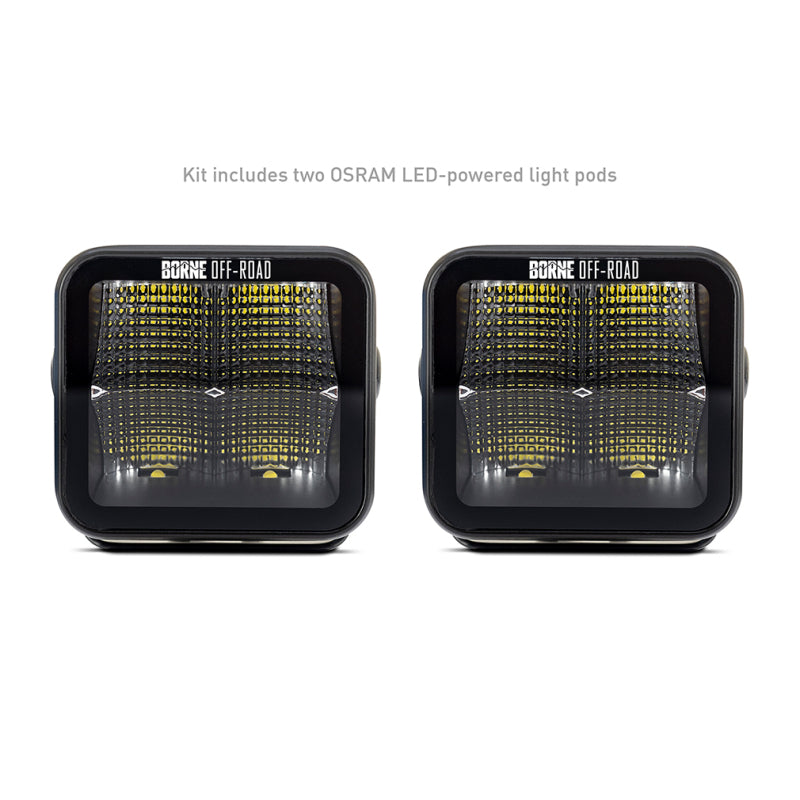 Borne Off-Road Light Pods (Kit of 2) 3x3 Flood - BNLT-LP33-2F
