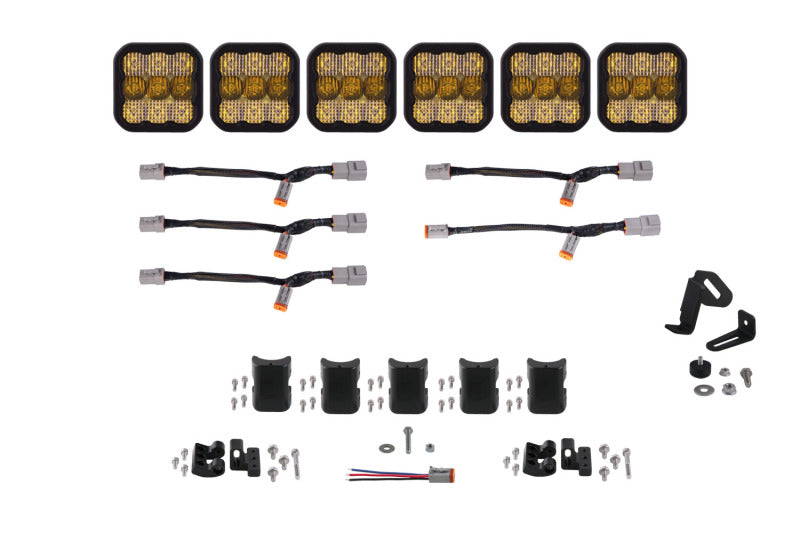 Diode Dynamics SS5 Pro Universal CrossLink 6-Pod Lightbar - Yellow Combo - DD7245