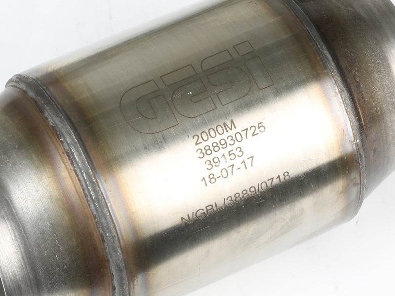 aFe POWER 14-18 Chevrolet Corvette C7 &amp; Z06 Twisted Steel 3in 304 Stainless Steel Mid Pipe w/ Cat - 48-34130-1YC