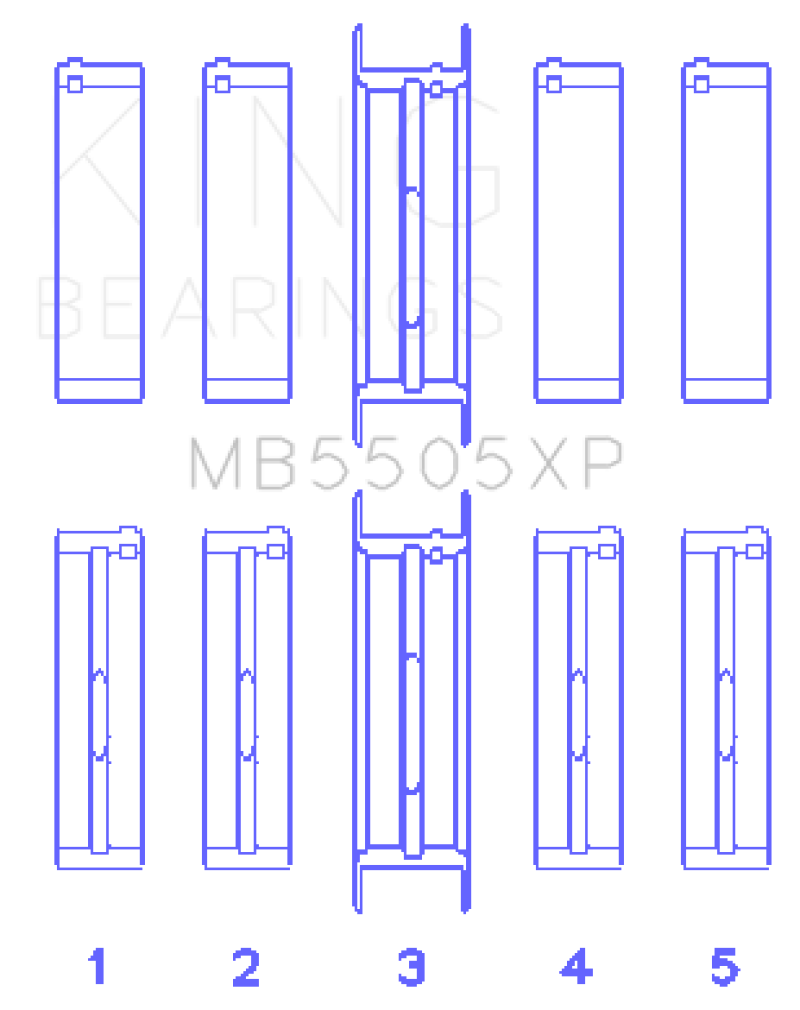 King Ford V8 351ci 5.8L 400ci 6.6L 16V (Size STD) Performance Main Bearing Set - MB5505XP