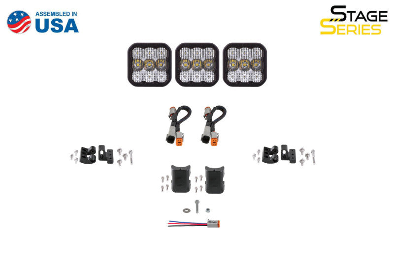 Diode Dynamics SS5 Pro Universal CrossLink 3-Pod Lightbar - White Driving - DD7250