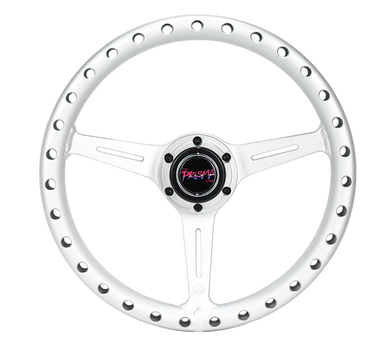 NRG All Aluminum Steering Wheel 330mm - Extra Light- Ergonomic Grip- Anadized Silver - RST-072-SL - front view