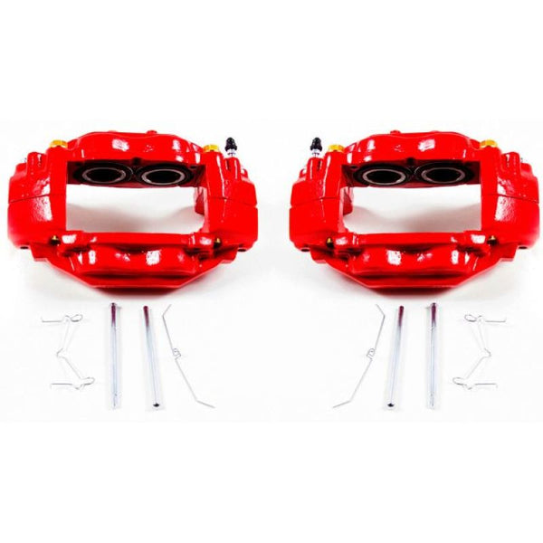 Power Stop 08-15 Toyota Sequoia Front Red Calipers w/o Brackets - Pair - S3274 for 2007-2015 Toyota Tundra - front view