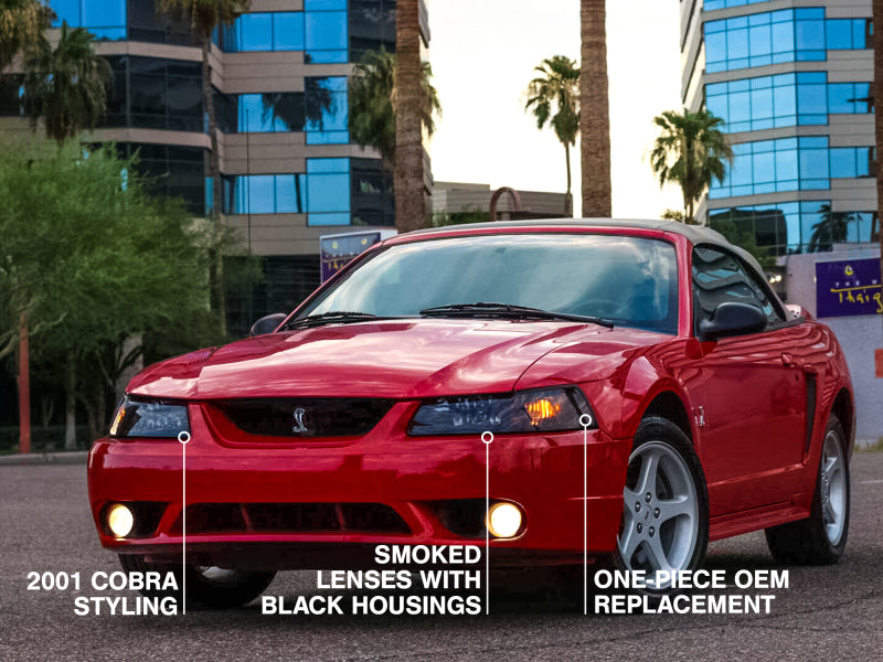 Raxiom 99-04 Ford Mustang Axial Series OE Style Headlights- Black Housing (Smoked Lens) - 49110