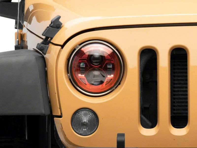 Raxiom 07-18 Jeep Wrangler JK 7-In LED Headlights- Red Housing- Clear Lens - J154701