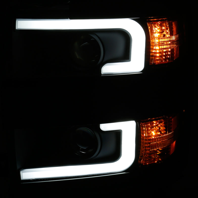 ANZO Projector Headlights 15-17 Chevrolet Silverado 2500HD / 3500HD Black w/ Black Rim - 111364