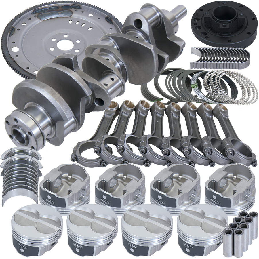 Eagle Ford 351W 4.000in Crank 6.200in I-Beam Rods -11cc Flat Top 4.030in Pistons Balanced Assembly - B1613803057 - front view