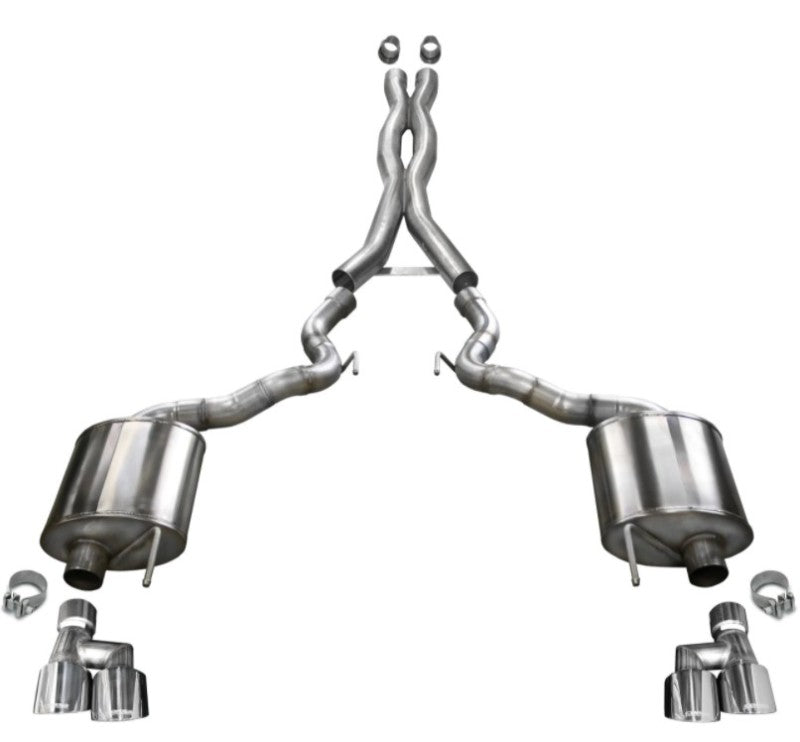 Corsa 2018-2023 Ford Mustang GT Convertible w/o Active Valves Xtreme Cat-Back w/ 4in Tips - 21048