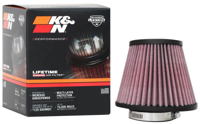 K&amp;N Universal Clamp-On Air Filter 2-3/8in. FLG / 5-3/16in. B / 3-1/2in. T X 4-11/32in. H - RU-8490