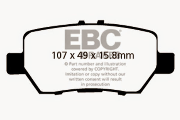 EBC 05-08 Acura RL 3.5 Ultimax2 Rear Brake Pads - UD1090 for 2005-2012 Acura RL - front view