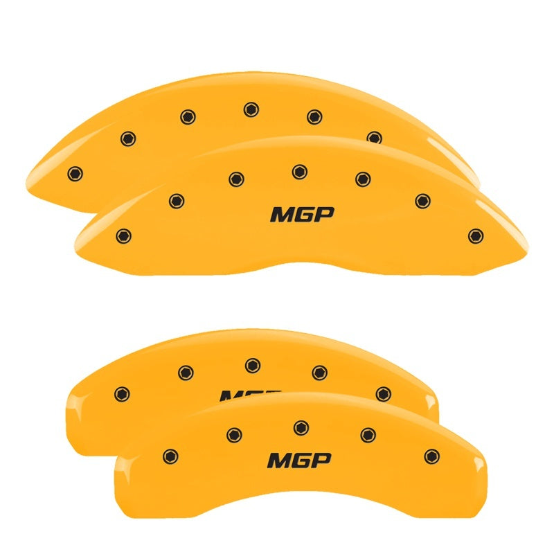 MGP 4 Caliper Covers Engraved Front &amp; Rear MGP Yellow Finish Black Char 2004 Lincoln Navigator - 36009SMGPYL
