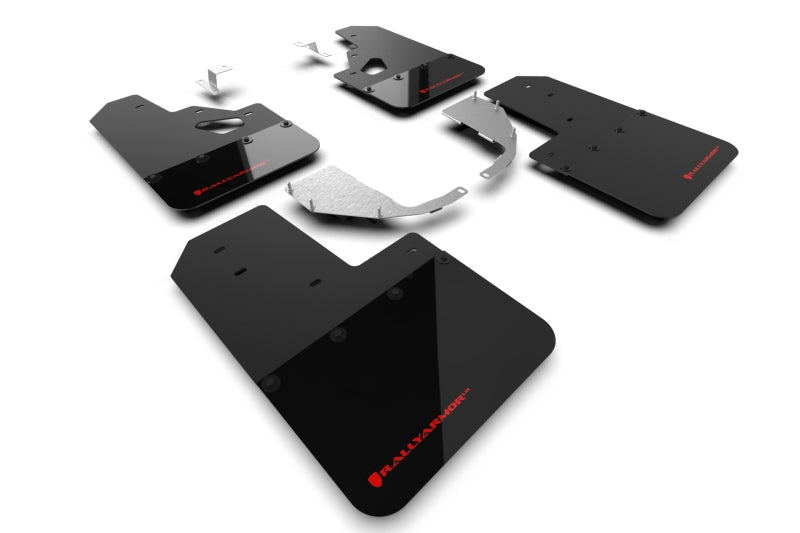 Rally Armor 21-24 Ford Bronco (Steel Bmpr + RR - NO Rptr/Sprt) Blk Mud Flap w/Red Logo - MF85-RR-ST-RD