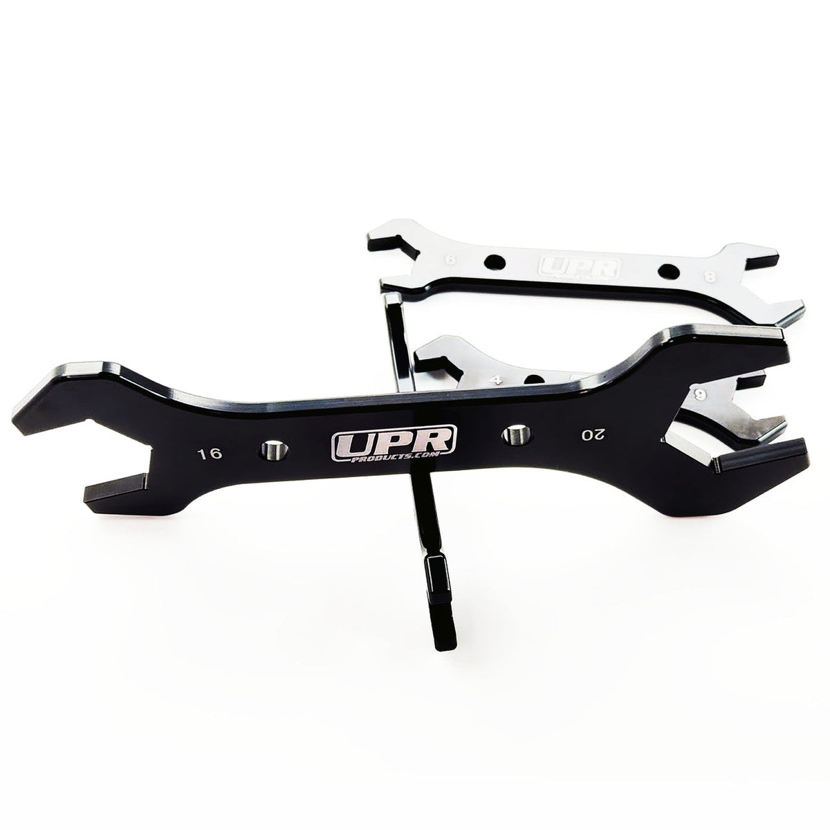 UPR Slimline AN Wrench Set Made from 7075 Billet Aircraft Aluminum. These are the thinnest and strongest an wrench's available. The wrench thickness is 0.275 thick allowing you to be able to fit them anywhere with strength never being an issue like all the cheap 6061 aluminum wrench sets that can and do wear and fail over time.
