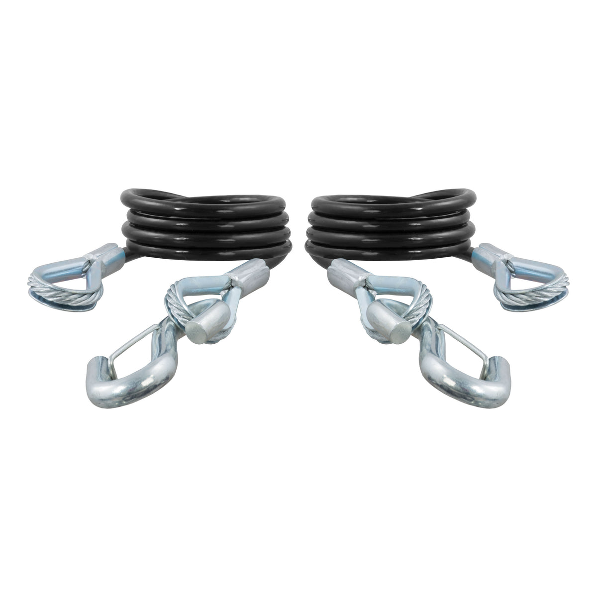 CURT 80136 43-7/8-Inch Vinyl-Coated Trailer Safety Cables, 3/8-In Snap Hooks, 3,500 lbs Break Strength, 2-Pack