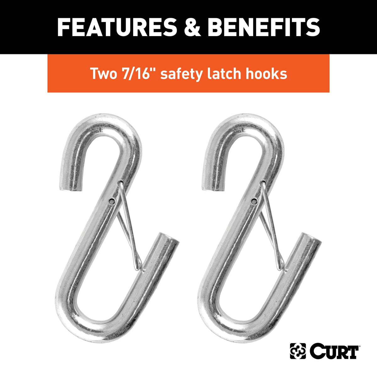 CURT 80151 44-1/2-Inch Vinyl-Coated Trailer Safety Cables, 7/16-In Snap Hooks, 5,000 lbs Break Strength, 2-Pack